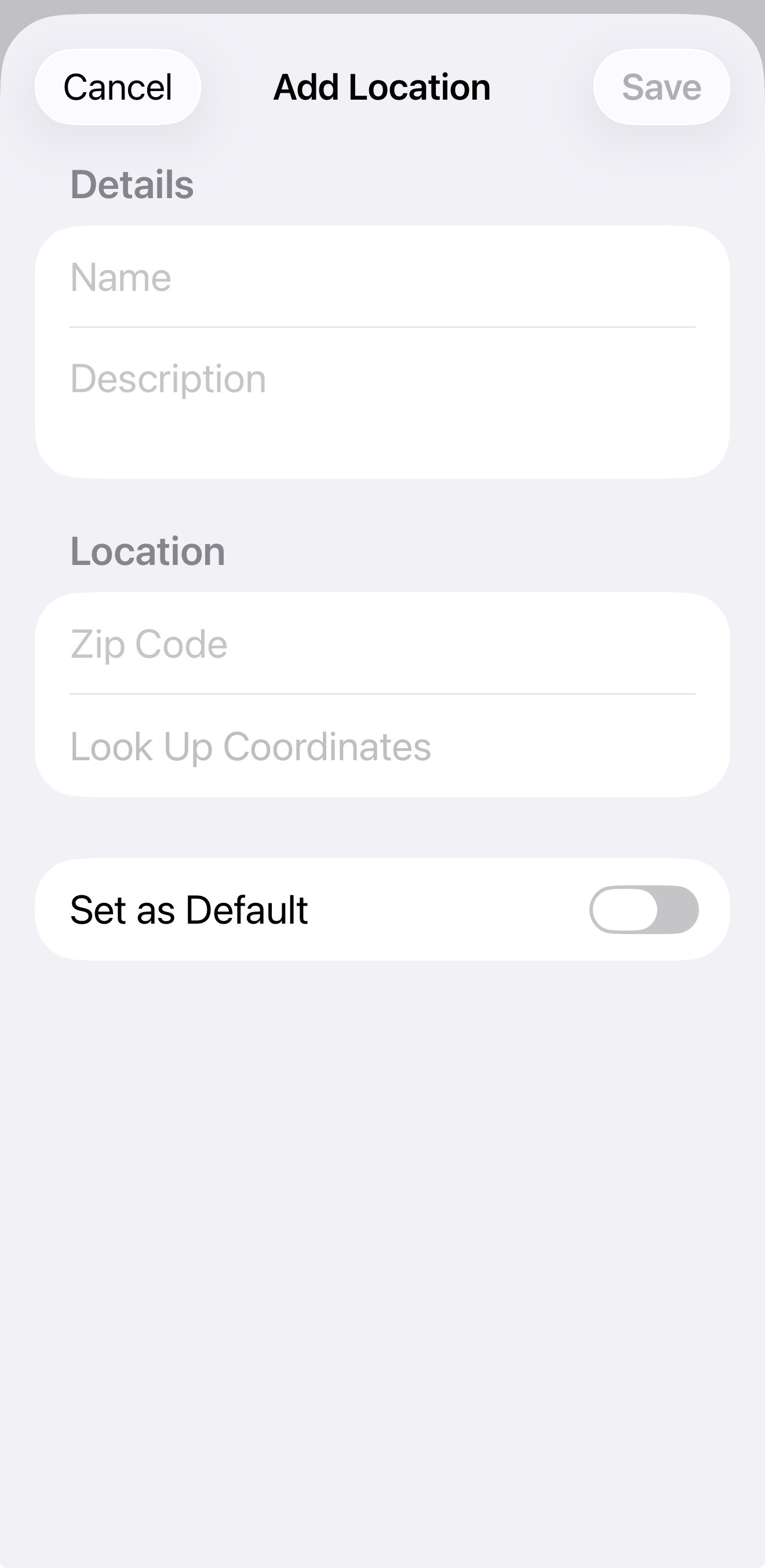 BreezeTrack add location form